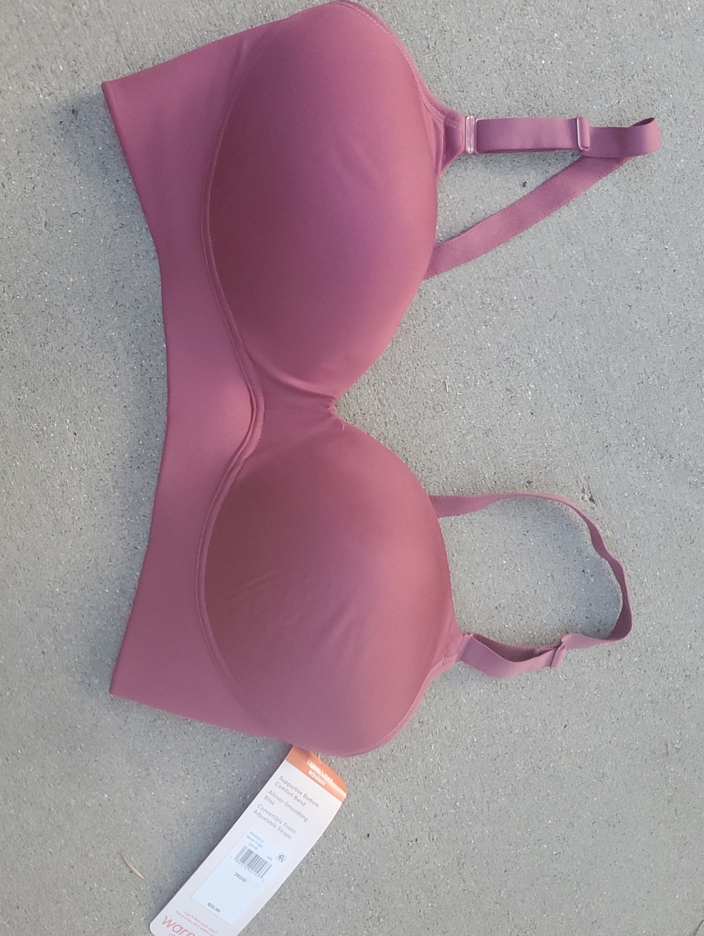 Warners Mauve Pink Seamless T-Shirt Bra - Smooth Support 36DD Covertable Comfort